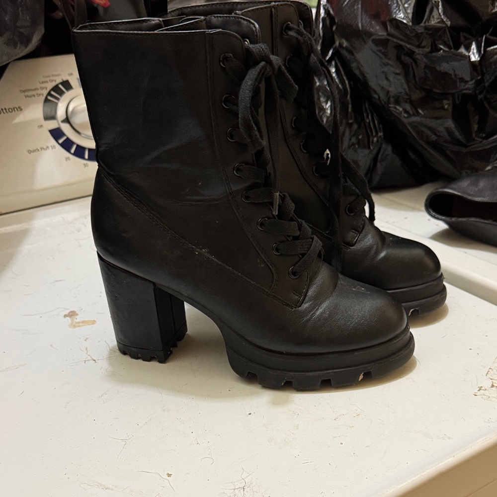 Black Lace-Up Ankle Boots